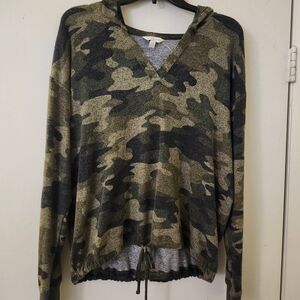 Lucky Brand Camouflage V-Neck Hoodie